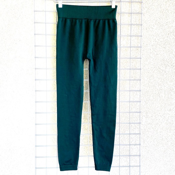 Military Green Fleece Lined Leggings Stretchy - Picture 2 of 5